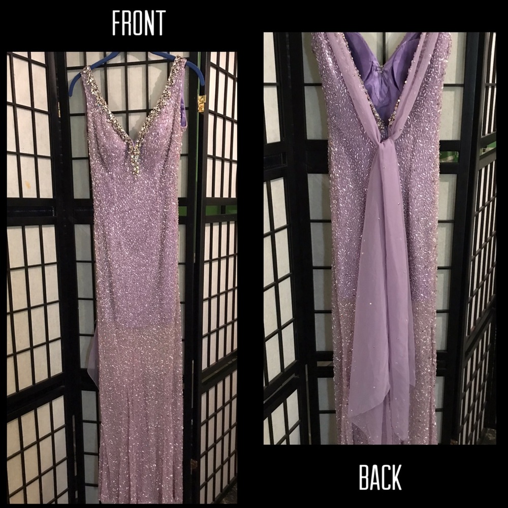 Beautiful Fully Beaded Lavender Evening Gown